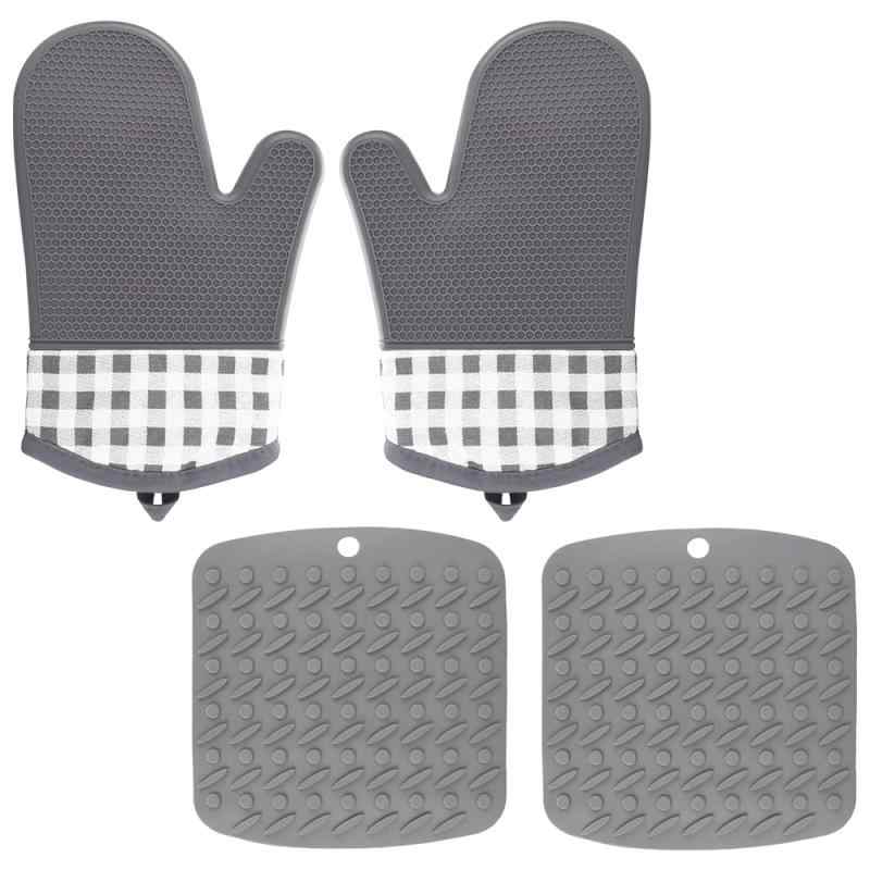 ライチェス 鍋つかみ 鍋敷きセット 耐熱 オーブングローブ 火傷防止 滑り止め フック穴 調理