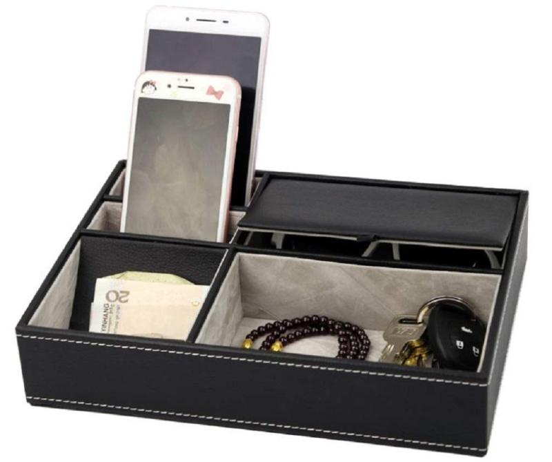 Anberotta 卓上 マルチ 収納 小物入れ ケース トレー デスクオーガナイザー オーバーナイター メガネ リモコン スマホ ペン立て 机 玄関 寝室 AT41