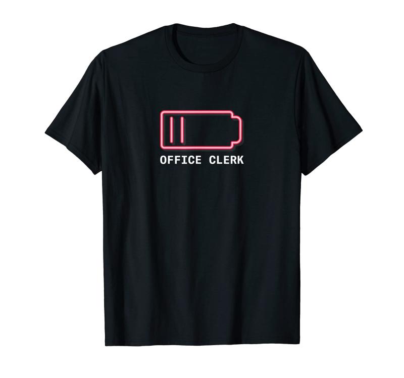 低バッテリー オフィスクラーク同僚事務員 事務員 Tシャツ(3)