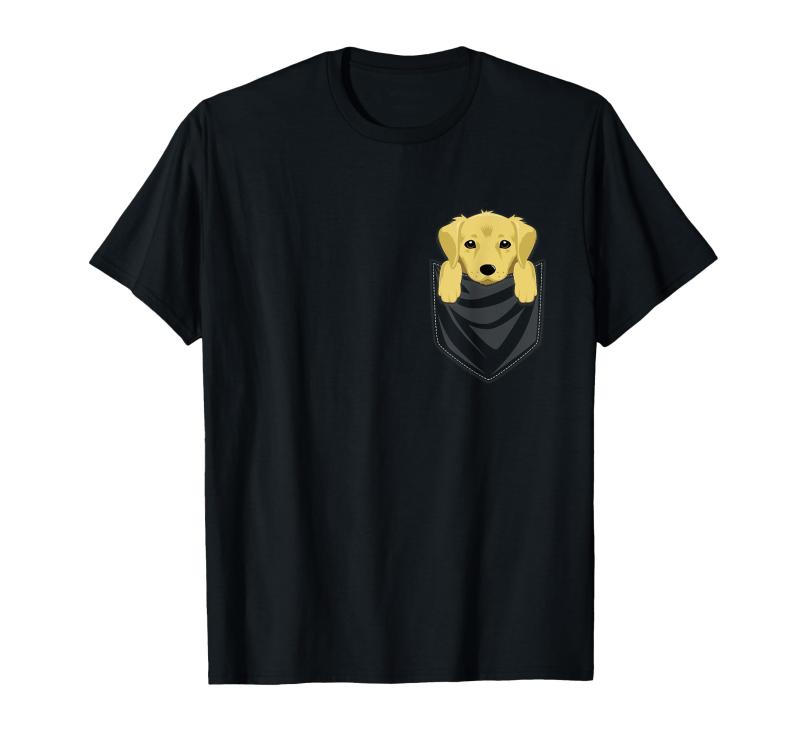 ポケットグラフィックゴールデン・レトリバー犬 Tシャツ