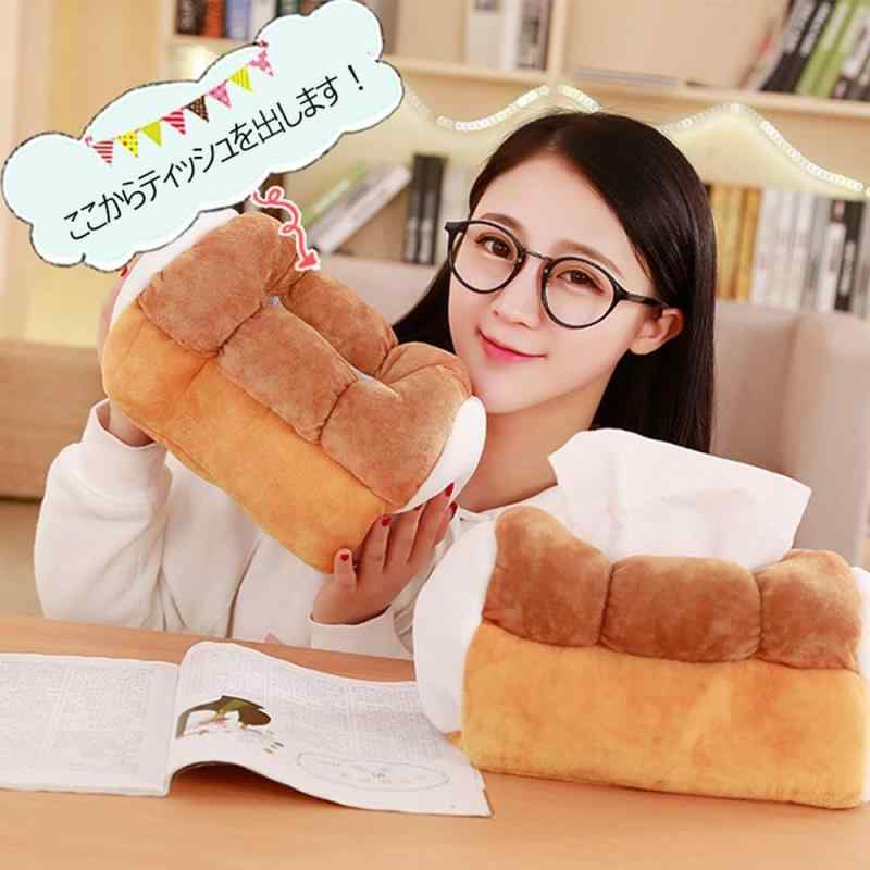 ボックス ティッシュ カバー ケース パン 食パン 型 ブレッド ふわふわ かわいい おもしろ ぬいぐるみ そっくり [3]