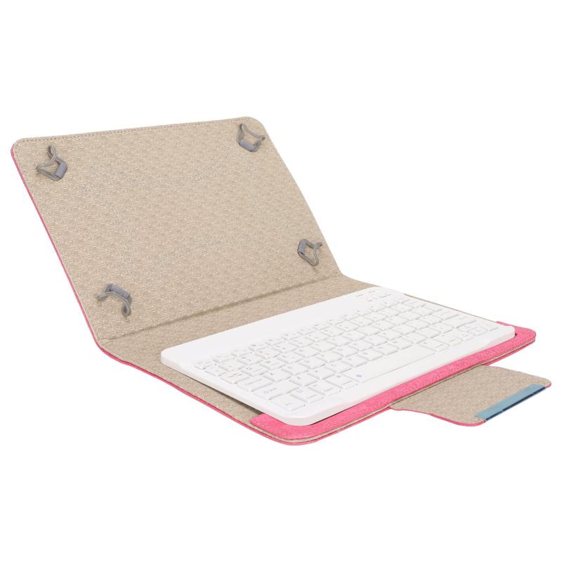 タブレットキーボードケース、10インチポータブルBT 3.0ワイヤレスキーボード+タブレットスタンド+レザーケース、Android、IOS、Windows、180mAhバッテリー容量、ローズレッドと互換性がありますの商品画像