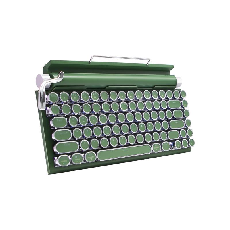 タイプライター型 レトロ メカニカルキーボード LEDバックライト 83キー防衝突 Bluetooth5.0 青軸 防水防塵 IOS/Android/Windows/VISTA/LINUX/Mac に対応 オフィス/ゲーミング用 (木質系カラー)