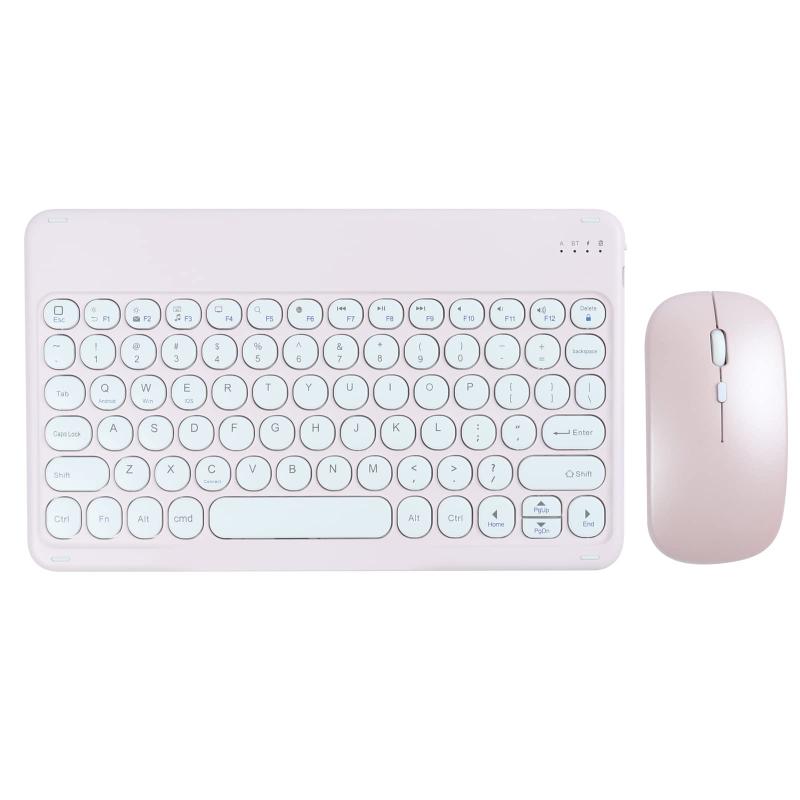 Bluetooth キーボードマウスセット 無線 ワイヤレス iPadキーボード 小型 薄型 コンパクト 可愛い キーボード USB充電式 簡単接続 英語配列 静音マウス 3段階dpi 電池式 ipad/タブレット/スマホ用 Wi