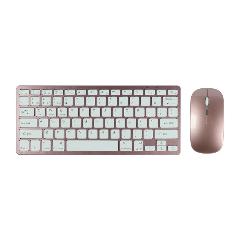 HUMTSO無線キーボード Bluetooth キーボード ワイヤレスキーボードマウスセット 簡単接続 スリム 防水 2.4GHz 軽量 薄型 省エネ マウス セット パソコン用 (Rose Gold)