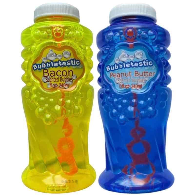 ベーコンとピーナッツバターの香り付きシャボン玉 犬用 - 各8オンスボトル1本 100%非毒性、破れにくく..