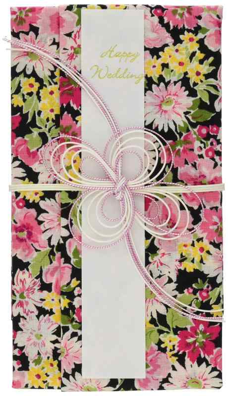 ハンカチで出来た御祝儀袋「心込袋」 POP FLOWER クロ parent