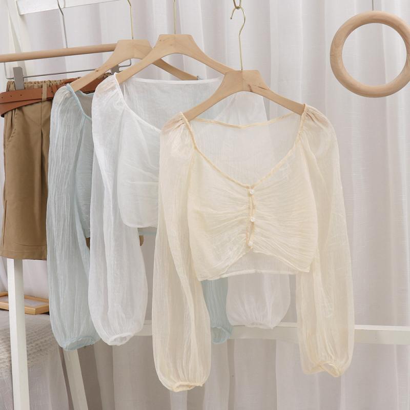 女の子 開衫 夏服 UVカット 長袖 甘め ショール風 カーディガン 優しい風 短め ジ...