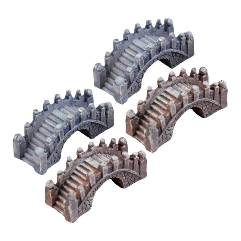 Rakuten - YARNOW 4個セット ミニチュアブリッジ 4.35X2.00X1.50Cm 樹脂製 屋内外兼用 ガーデンオーナメント 小型橋 模型 インテリア置物 庭の装飾に最適