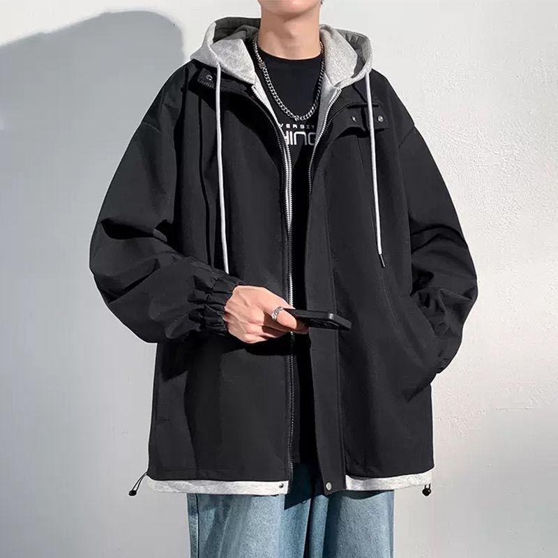 ・カテゴリ: ジャケット・スタイル: 香港風・版型: ワイドシルエット・フード: あり・厚み: 普通・素材名: ポリエステル・主素材: ポリエステル90%・シーン: 日常・着丈: 通常・着用方法: アウター・袖丈: 長袖・カラー展開: ブラック、カーキ・サイズ展開: M、L、XL、2XL、3XL