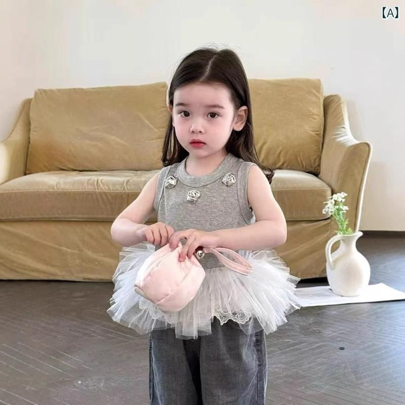 女の子 ベビー 背心 夏 無袖 上衣 立体 花柄 トップス かわいい 甘め スタイル 綿 ...