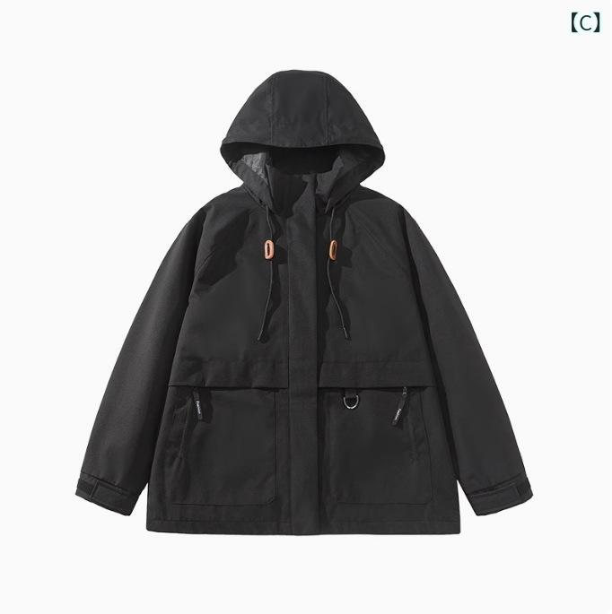 レディース 防風 防水 登山ジャケット 春夏 秋冬 透気性 耐摩耗 フード 付 ポリエ...