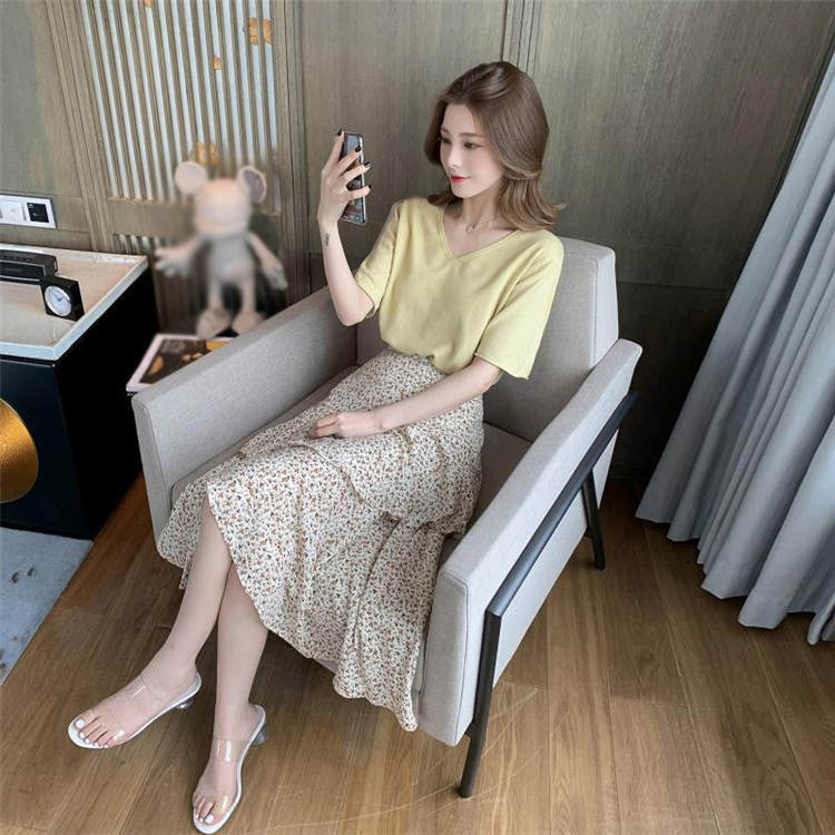 Rakuten - 二点セット 上下セット トップス オシャレ 夏 かわいい スカート 花柄 半袖 ウエストゴム カジュアル レデイース 優雅 お出かけ エレガント 快適 セットアップ lianyiqun-412 海外通販