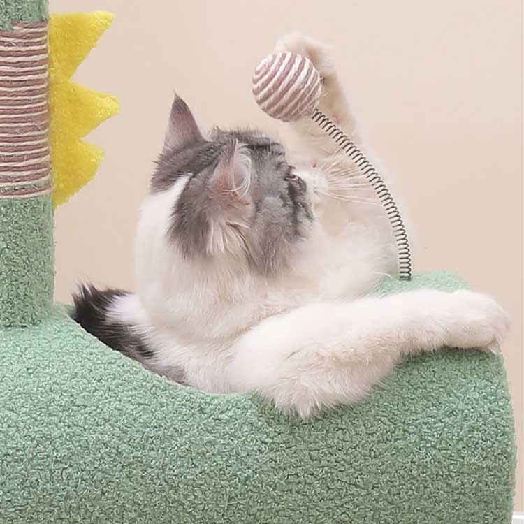 Pony Riverのキャットタワー シニア猫ちゃん 大型猫 麻紐 ネコタワー 爪とぎ 猫トンネル 爪研ぎ 猫ベッド 猫ハウス おもちゃ 据え置き スリム 猫タワー chongwu-1434-gg 海外通販｜アングル3