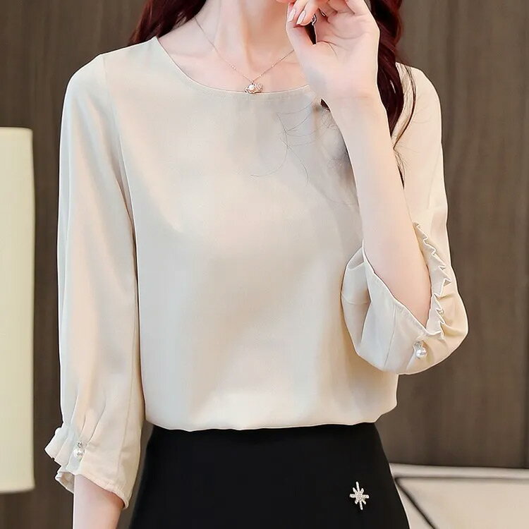 ブラウス レディース シャツ シフォン トップス tシャツ 涼しい大きいサイズ ゆったり 可愛い 夏 夏服 ブラウス 7分袖 ワイドスリーブ 半袖 プルオーバー トップス 無地 夏服 UVカット体型カバー 接触冷感 抗菌防臭 汗対策 送料無料 chenshan-366-gg 海外通販