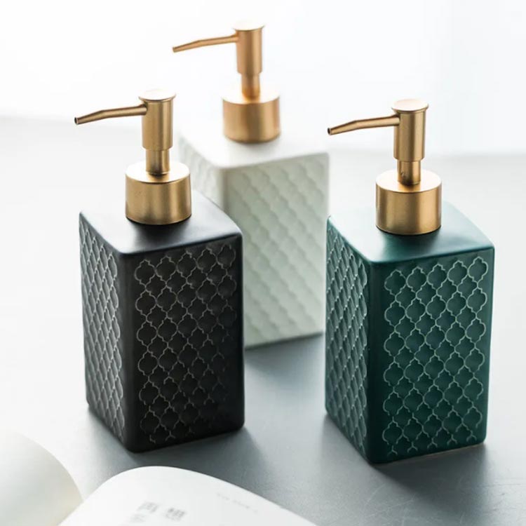北欧 北欧風 西洋風 ソープディスペンサー 陶器 ディスペンサー洗面用品 容量360ml トイレ お風呂 ハンドソープ ソープディスペンサー セラミック ボトル 詰め替えボトル ディスペンサー 洗面台 雑貨 バス yushi-3622-gg 海外通販 2