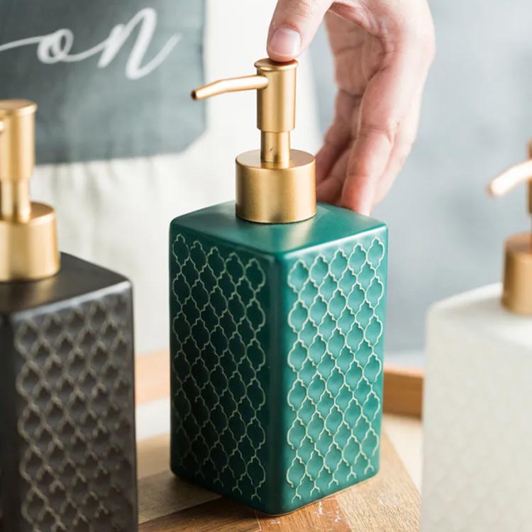 北欧 北欧風 西洋風 ソープディスペンサー 陶器 ディスペンサー洗面用品 容量360ml トイレ お風呂 ハンドソープ ソープディスペンサー セラミック ボトル 詰め替えボトル ディスペンサー 洗面台 雑貨 バス yushi-3622-gg 海外通販 3