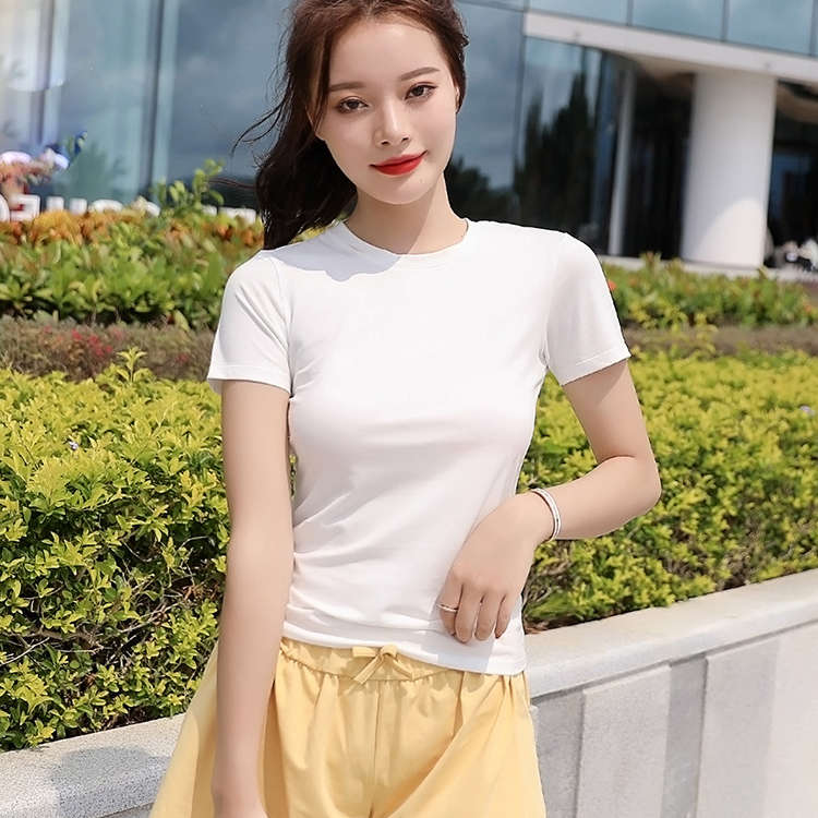 乐天商城 - ラウンドネック Tシャツ カジュアル レデイース トップス ナチュラル ハイクオリティ シンプル 無地 同窓会 着痩せ おしゃれ 半袖 ミディアム 個性 エレガント ホワイト 文化祭 ユニフォーム 7色 txu-038 海外通販