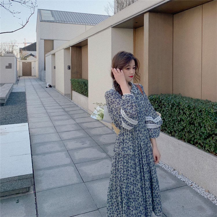 乐天商城 - ワンピース 春 秋 襟付き 長袖 レディース 花柄 Aライン 上品 体型カバー 大人 きれいめ おしゃれ ファッション カジュアル お出かけ ミモレ丈 ロングワンピ lianyiqun-657 海外通販