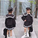 二点セット キッズ 長袖+スカート 学院風 海軍の襟 子供服 女の子 ファッション きれいめ 結婚式 カジュアル おしゃれ 女児 可愛い お出かけ パーティー 学生 プリーツスカート 110-150 TZ-1030 海外通販