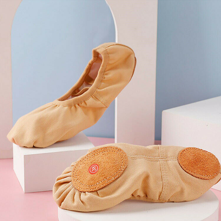 バレエ シューズ 大人 ダンスシューズ スプリットソール キャンパス バレエ用品 子供 バレーシューズ 靴 レッスン着 ジュニア ダンス用品 ブラウン 柔らか ...