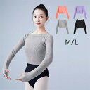 バレエトップス ニットレオタード シャツ 体操服 レディース バレエ衣装 大人 シンプル レッスン着 練習服 試合着 M L 体操 ダンス 長袖 春秋 シェルピ...