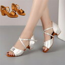 ダンスシューズ ラテンシューズ お試し・初心者の方向け タンゴ モダン ジャズ ラテン スクエアヒール レディース 大人 子供 ホワイト ブラウン 社交ダンス ...