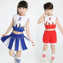 二点セット スカートセット パンツセット ノースリーブ ブルー レッド 子供 女の子 男の子 スポーツ カジュアル チア コスプレ衣装 普段着 応援団 チアガー...
