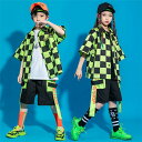 二点セット シャツ+ハーフパンツ 男の子 女の子 キッズダンス衣装 ヒップホップ ダンス チェック柄 韓国風 普段着 ダンスウェア ジュニア 応援団 チアガール ジャズ かっこいい ゆったり 日常用 110~170cm WUDAO-179 海外通販