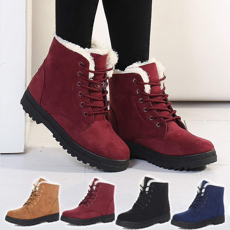 ブーツ レディース ムートンブーツ ショートブーツ 編み上げ 冬 ボア レースアップ スエード ローヒール ショート 軽量 疲れない 旅行 歩きやすい オックス...