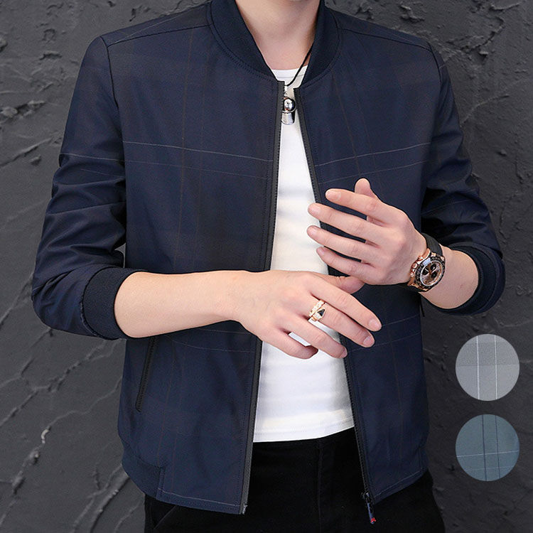 ジャケット メンズ アウター ブルゾン ショート丈 カジュアル メンズファッション 春秋服 お出かけ 同窓会 普段着 グレー グリーン ネイビー WT-258 海外通販