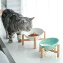 フードボウル 陶器製 猫 ネコ 猫用 竹製スタンド 犬 犬用 シンプル パステルカラー セラミック ペット用 猫 ネコ 犬 食器 エサ入れ 動物 お皿 餌入れ ...