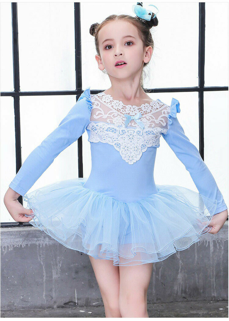 バレエワンピース レオタード チュール ballet用品 長袖 レース 演出バレエ 子ども 練習着 バレエ発表会 レッスン用 バレエ形体服 女の子 可愛い ダンス服 新体操 ming-070 海外通販 3