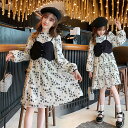 セットアップ キッズ 二点セット キャミソール+ワンピース 花柄 女児 長袖 春秋 きれいめ 子供服 おしゃれ カジュアル 結婚式 女の子 洋装 お出かけ 110-170 可愛い TZ-1122 海外通販