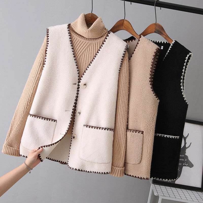 乐天商城 - レディース ベスト アウター 秋冬ベスト ボアベスト おしゃれ 暖かい かわいい 切り替え 大人 人気 可愛い 無地 前開き ゆったり トップス ジレ 体型カバー 秋冬アウター モコモコ オフィス お出かけ 送料無料 シンプル カジュアル majia-2548-gg 海外通販