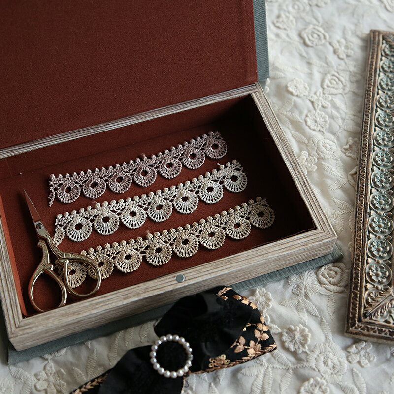 【50cm】リボン スカラップ刺繍レースリボン （ベージュ系3色）幅2.3cm　マスクカバー スカラップ リボ..