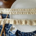 【マラソン50%オフ】【50cm】コットン調クロッシェレース ストレッチリボン フリル アイボリー ベージュ レース 刺繍リボン ハンドメイド 手芸 アクセサリ...