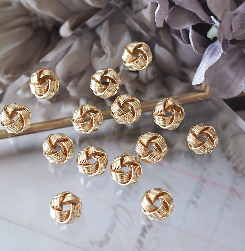 【2個】つなぎパーツ　メタルボールチャーム 14kgp 金　ゴールド　メタル　コネクター つなぎ　スペーサー おしゃれ うずまき 個性的 ハンドメイド 手芸 パーツ ピアス アクセサリー イヤリング 問屋　ゴールド　ハンドメイド資材　卸 商用