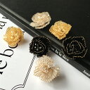 【2個】立体ビーズステッチ バラ シャワー台パーツ 薔薇 丸 円 ピアス パーツ アクリル アクセサリーパーツ 素材 材料 ビーズ ピアス パーツ 部品 ボリュ...