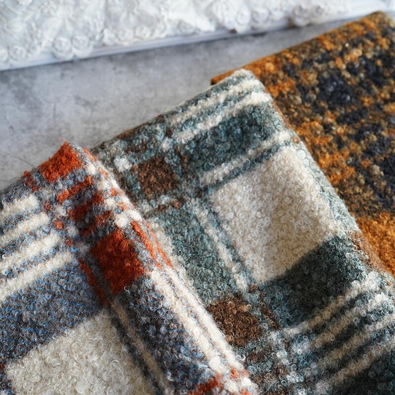 【45cm/90cm】もこもこ　チェックボア生地 　カット済み　ディスプレイ イベント 撮影小物 インテリア 雑貨 背景 インスタ 小物 作家　ハンドメイド　販売　什器 手芸 アクセサリー 材料 素材