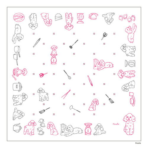 手捺染 プードル 麻ハンカチ 【メール便OK】 犬柄 ハンカチ ナフキン 麻 リネン 日本製 トイプードル ..