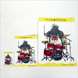 オリジナル PUNK★POODLEステッカー(ドラム) 中 プードル 雑貨 シール ステッカー ステーショナリー グッズ 犬 ドッグ