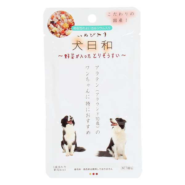 わんわん 犬日和　レトルト 野菜が入ったとりぞうすい 60g　犬 ドッグ フード レトルト パウチパック ..