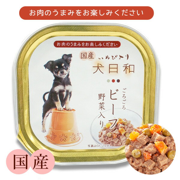 わんわん 犬日和 トレイ ごろごろビーフ 野菜入り 100g　犬 ドッグ フード ビーフ 野菜 アルミ トレイ おかずタイプ