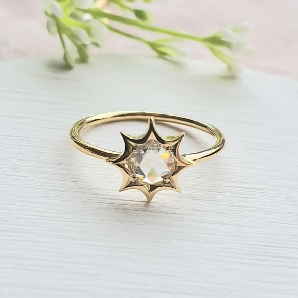 【受注製作】心が晴れる太陽ゴールドリング（1号〜19号）／K18GP K18コーティング 金18コーティング シンプル 可愛い 女性 人気 おしゃれ 指輪 ゴールド ギフト プレゼント 記念日 誕生日 クリスマス クリスマスプレゼント ホワイトデー 贈り物