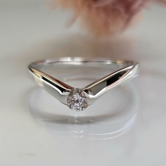 【受注製作】V字＊一粒シンプル＊シルバーリング（1号〜19号）/ silver925 スターリングシルバー シルバー925 おしゃれ 指輪 ゴールド ギフト プレゼント 記念日 誕生日 クリスマス クリスマスプレゼント ホワイトデー 贈り物
