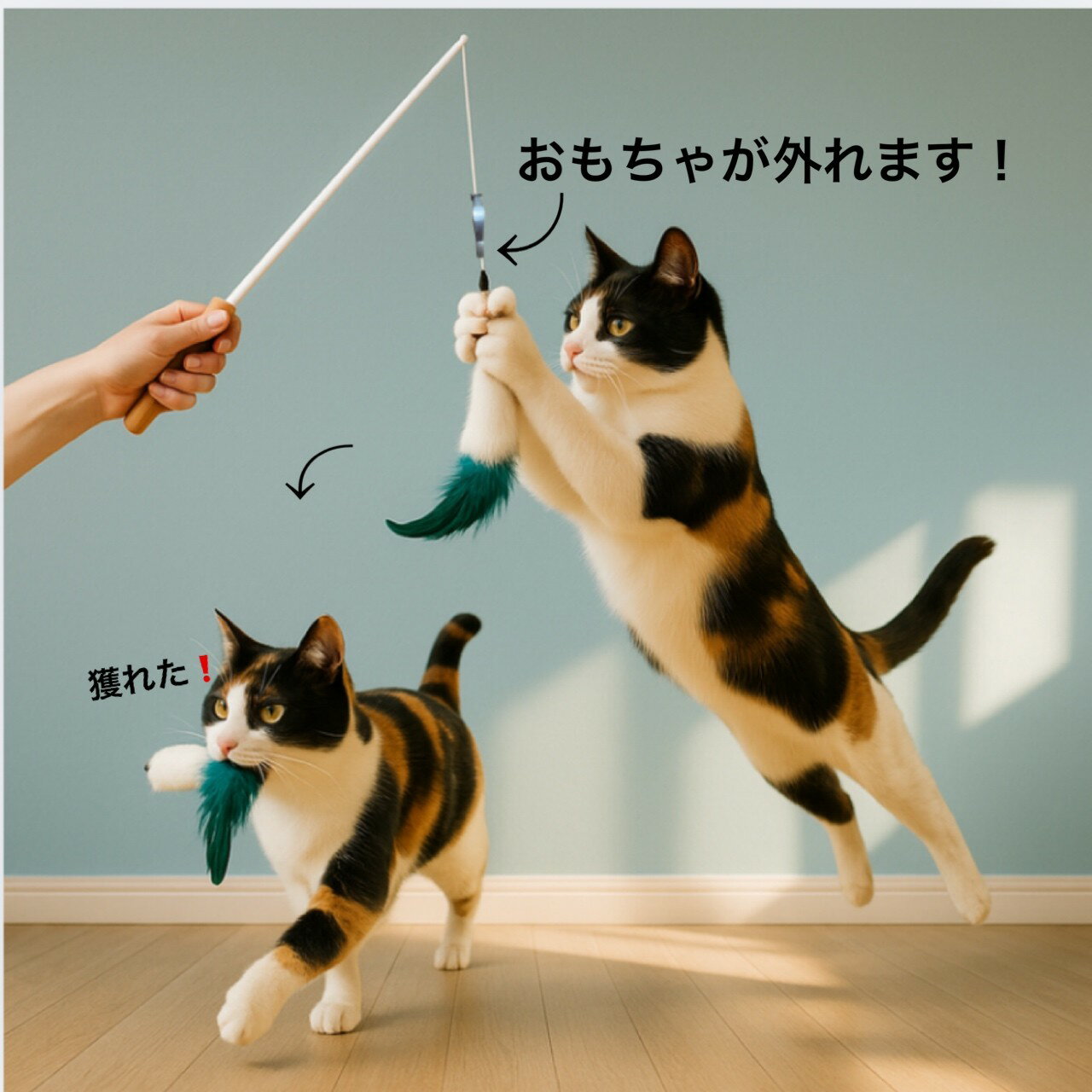 おもちゃが外れる 猫じゃらし 猫おもちゃ 猫プレゼント 猫 おもちゃが獲れちゃう猫じゃらし