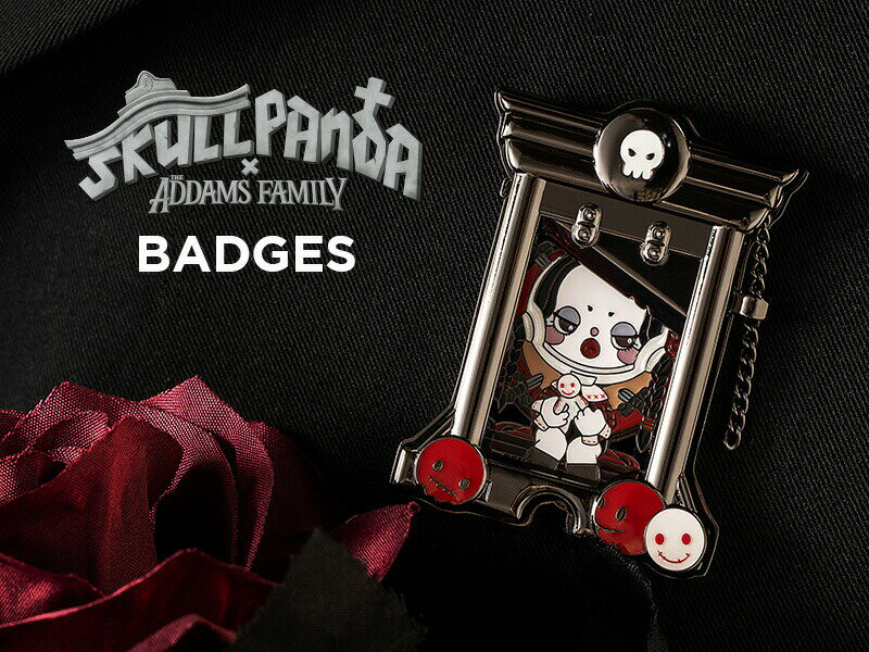 SKULLPANDA × THE ADDAMS FAMILY シリーズ ピンバッジ【ピース】