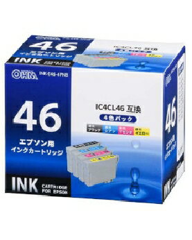 OHM（オーム電機） エプソン IC4CL46互換（顔料4色パック） 4971275129696 INK-E46-4PNB