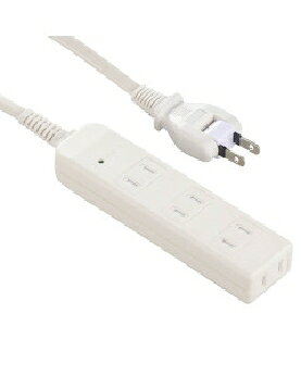 OHM（オーム電機） 雷ガード・シャッター付 安全タップ（4個口/3m/ホワイト） 4971275050310 HS-TK43S